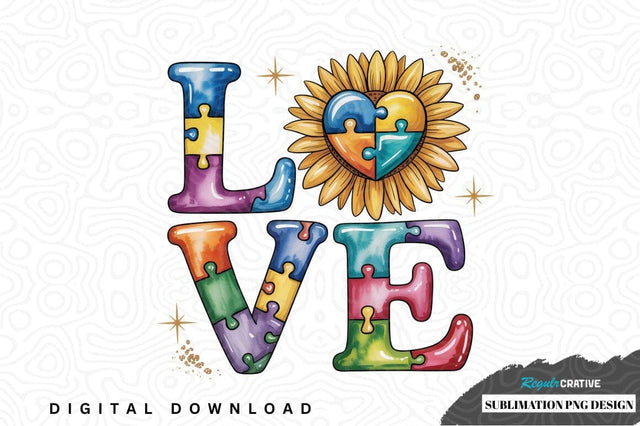 Love puzzle piece sunflower design sublimation png Sublimation Regulrcrative 