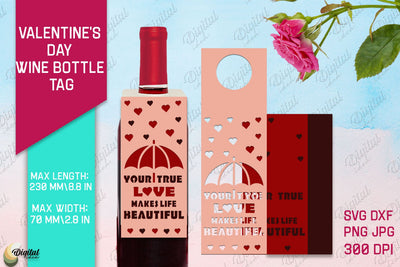 Love Quote SVG. Valentine's Day Wine Bottle Tag Paper Cut 3D Paper Evgenyia Guschina 