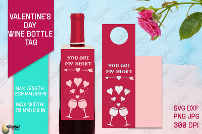 Love Quote SVG. Valentine's Day Wine Bottle Tag Paper Cut 3D Paper Evgenyia Guschina 