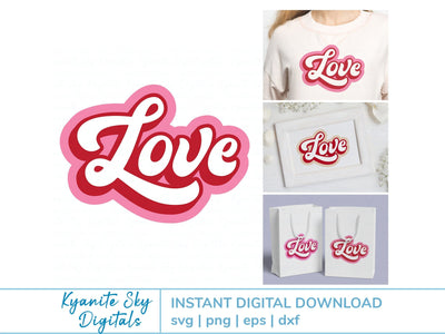 Love Retro Style With Shadow SVG Kyanite Sky Digitals 