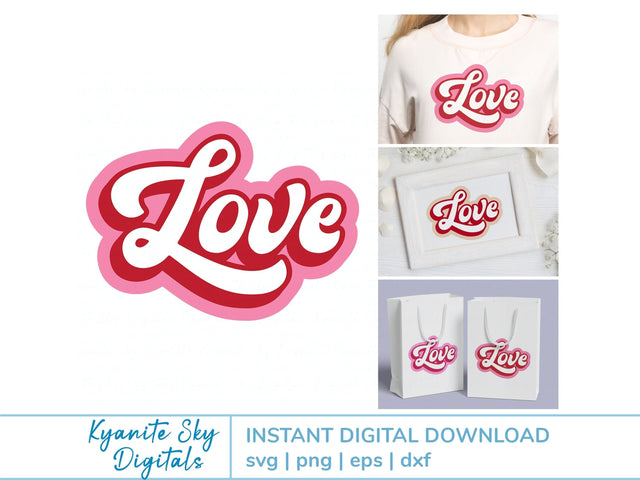 Love Retro Style With Shadow SVG Kyanite Sky Digitals 