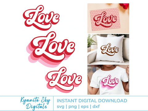 Love Retro Style With Shadow SVG Mini Bundle SVG Kyanite Sky Digitals 