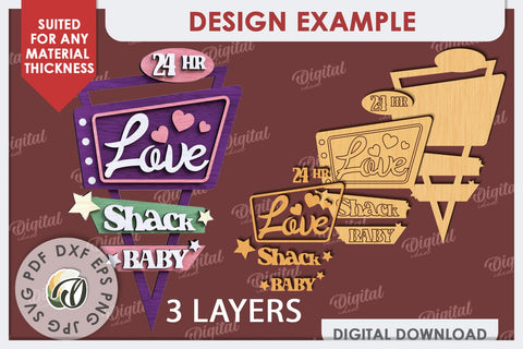 Love Shack Door Sign Laser Cut. 3D Valentine Sign SVG Design SVG Evgenyia Guschina 