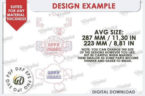 Love Shack Door Signs Laser Cut Bundle. Valentine Signs SVG SVG Evgenyia Guschina 