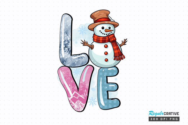 Love Snowman PNG Design Sublimation Regulrcrative 