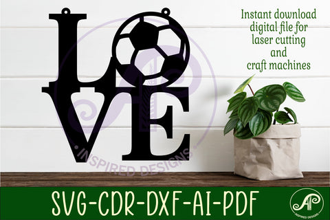 Love Soccer ball word wall art sign, SVG file. vector SVG APInspireddesigns 