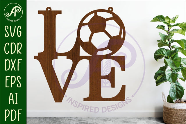 Love Soccer ball word wall art sign, SVG file. vector SVG APInspireddesigns 