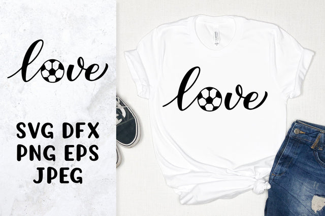Love soccer hand lettered SVG cut file. Sports ball SVG LaBelezoka 