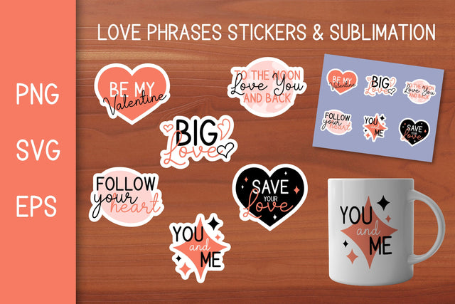 Love Stickers PNG | Valentines Day SVG | Quotes Sublimation Sublimation AnnaViolet_store 