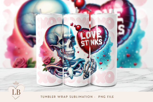 Love Stinks Anti Valentine Seamless 20oz Tumbler Wrap Sublimation BijouBay 