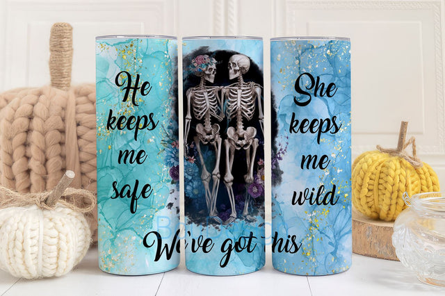 Love Story Tumbler Wrap, Skeleton Couple Tumbler Wrap, 20oz Skinny Tumbler Design Sublimation, Fun Tumbler Wrap, Gothic PNG Gift for lovers Sublimation BouDesign 