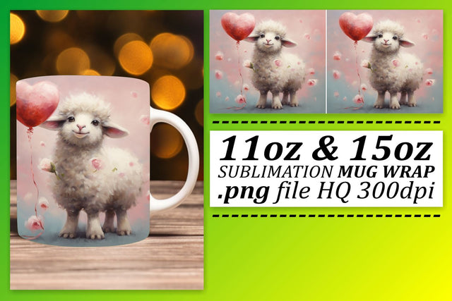 Love-Struck Valentines Animal Mug Wrap - Sublimation 11oz 15oz Sublimation afrosvg 