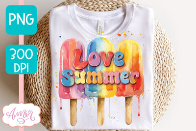 Love Summer PNG for Sublimation design | Ice lolly shirt PNG Sublimation Amorclipart 