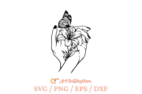 Love Svg, Lily and butterfly Svg, Flower Svg, Hands Svg SVG Artinrhythm shop 
