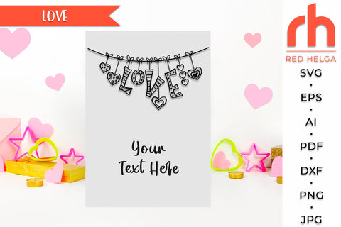 Love SVG, Valentine's Day Cut File, Hanging Ornament DXF SVG RedHelgaArt 