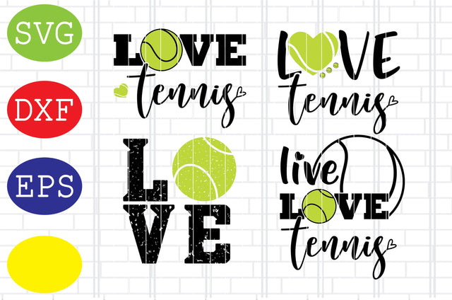 Love Tennis Svg, Tennis Fan Svg, Tennis Silhouette, Tennis Fan Svg, Jpg, Eps, Dxf Files SVG DigitalSvgFiles 
