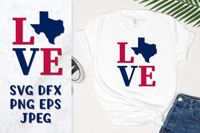 Love Texas SVG with map. Patriotic shirt design SVG LaBelezoka 