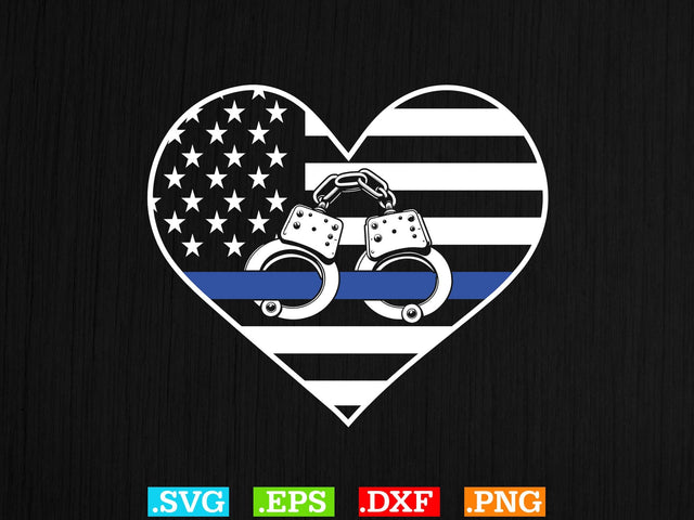 Love Thin Blue Line Heart Flag Gift Shirt, Police Svg, Back the Blue Svg, Thin Blue Line Svg, Police Officer Svg, Police Wife Svg, Distressed Flag SVG Creativeart88 