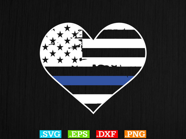Love Thin Blue Line Heart Flag Gift Shirt, Police Svg, Back the Blue Svg, Thin Blue Line Svg, Police Officer Svg, Police Wife Svg, Distressed Flag SVG Creativeart88 