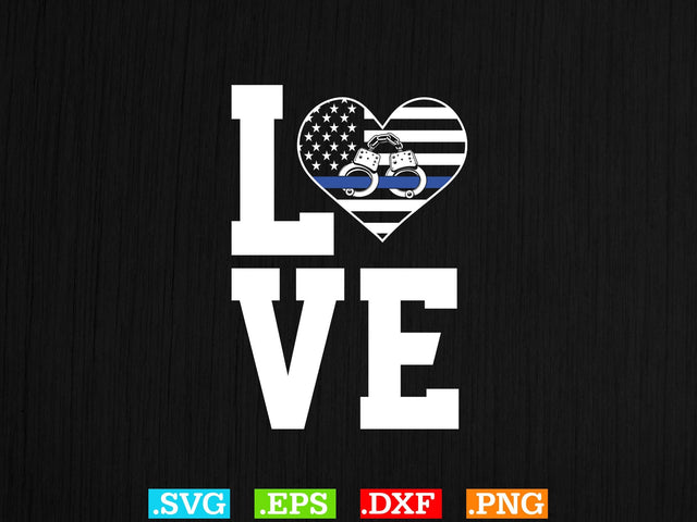 Love Thin Blue Line Heart Flag Gift Shirt, Police Svg, Back the Blue Svg, Thin Blue Line Svg, Police Officer Svg, Police Wife Svg, Distressed Flag SVG Creativeart88 