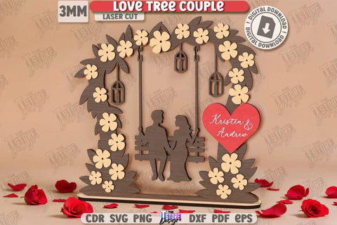 Love Tree Couple Laser Cut Bundle | Valentine’s Day SVG | Valentine Laser | Happy Valentine’s Day | Cute Design | Love Day | Glowforge File | Holidays Gift | Home Décor | Valentine’s Gift Idea | CNC Files SVG The T Store Design 