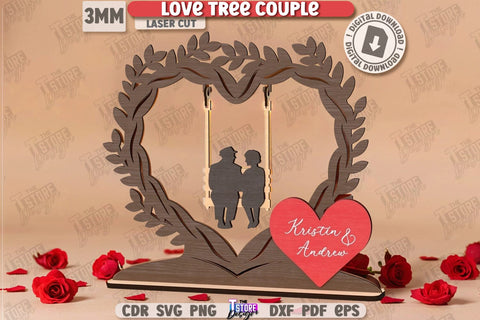 Love Tree Couple Laser Cut Bundle | Valentine’s Day SVG | Valentine Laser | Happy Valentine’s Day | Cute Design | Love Day | Glowforge File | Holidays Gift | Home Décor | Valentine’s Gift Idea | CNC Files SVG The T Store Design 