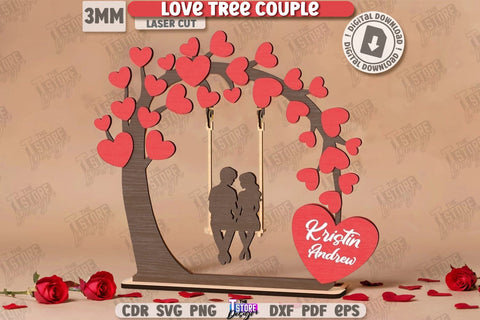 Love Tree Couple Laser Cut Bundle | Valentine’s Day SVG | Valentine Laser | Happy Valentine’s Day | Cute Design | Love Day | Glowforge File | Holidays Gift | Home Décor | Valentine’s Gift Idea | CNC Files SVG The T Store Design 