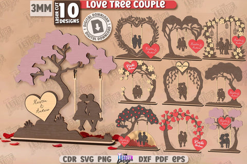 Love Tree Couple Laser Cut Bundle | Valentine’s Day SVG | Valentine Laser | Happy Valentine’s Day | Cute Design | Love Day | Glowforge File | Holidays Gift | Home Décor | Valentine’s Gift Idea | CNC Files SVG The T Store Design 