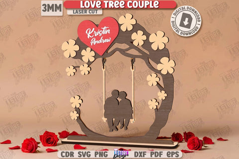 Love Tree Couple Laser Cut Bundle | Valentine’s Day SVG | Valentine Laser | Happy Valentine’s Day | Cute Design | Love Day | Glowforge File | Holidays Gift | Home Décor | Valentine’s Gift Idea | CNC Files SVG The T Store Design 