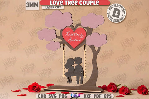 Love Tree Couple Laser Cut Bundle | Valentine’s Day SVG | Valentine Laser | Happy Valentine’s Day | Cute Design | Love Day | Glowforge File | Holidays Gift | Home Décor | Valentine’s Gift Idea | CNC Files SVG The T Store Design 
