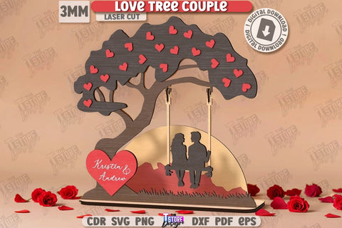 Love Tree Couple Laser Cut Bundle | Valentine’s Day SVG | Valentine Laser | Happy Valentine’s Day | Cute Design | Love Day | Glowforge File | Holidays Gift | Home Décor | Valentine’s Gift Idea | CNC Files SVG The T Store Design 