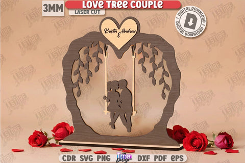 Love Tree Couple Laser Cut Bundle | Valentine’s Day SVG | Valentine Laser | Happy Valentine’s Day | Cute Design | Love Day | Glowforge File | Holidays Gift | Home Décor | Valentine’s Gift Idea | CNC Files SVG The T Store Design 