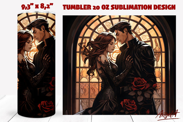 Love tumbler wrap sublimation / couple, gothic window, roses Sublimation Angelina Semenova 