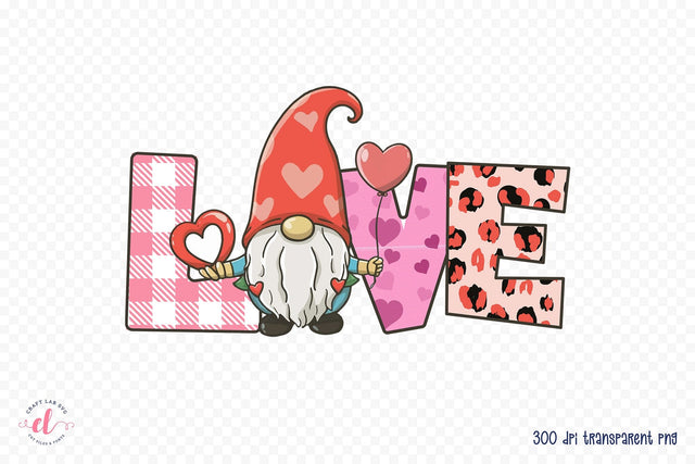 Love - Valentines Day Gnomes Sublimation Sublimation CraftLabSVG 