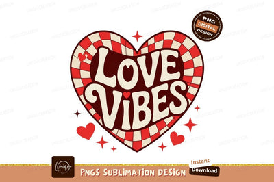 Love Vibes Heart Checkered Sublimation Design Sublimation Designangry 