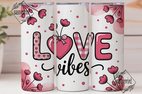LOVE Vibes Pink Heart 20oz Tumbler Wrap Sublimation sassyprint 