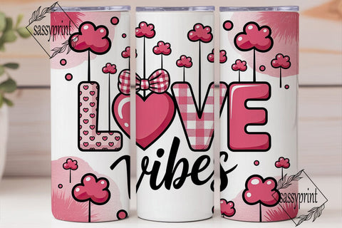 LOVE Vibes Pink Heart 20oz Tumbler Wrap Sublimation sassyprint 