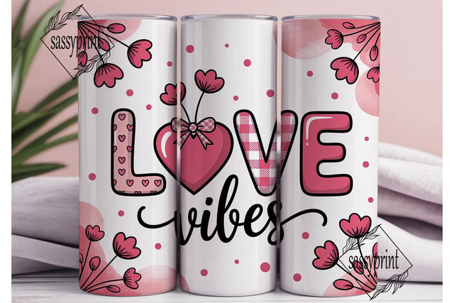 LOVE Vibes Pink Heart 20oz Tumbler Wrap Sublimation sassyprint 