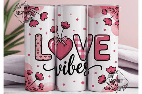 LOVE Vibes Pink Heart 20oz Tumbler Wrap Sublimation sassyprint 