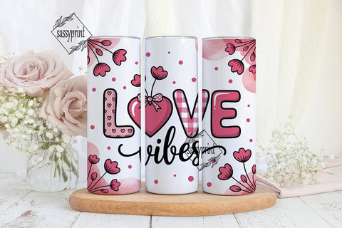LOVE Vibes Pink Heart 20oz Tumbler Wrap Sublimation sassyprint 