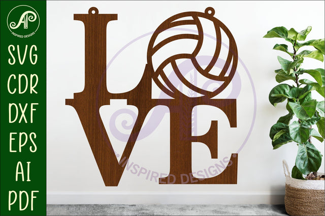 Love Volleyball word wall art sign, SVG file. vector SVG APInspireddesigns 