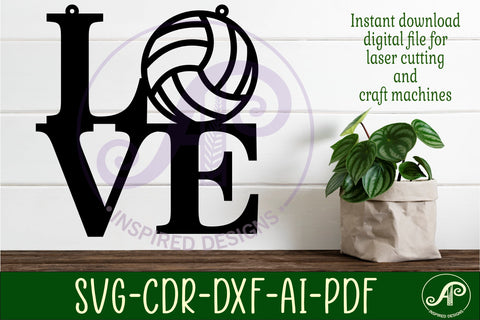 Love Volleyball word wall art sign, SVG file. vector SVG APInspireddesigns 
