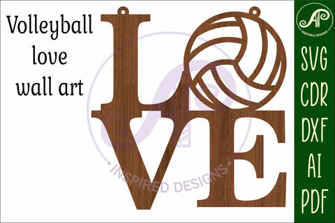 Love Volleyball word wall art sign, SVG file. vector SVG APInspireddesigns 