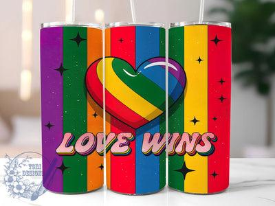 Love Wins Rainbow LGBTQ Pride Tumbler Wrap, Pride 20Oz Tumbler, Rainbow Love Wins Cup, LGBTQ Love Wins Tumbler, Sublimation Pride Wrap, 20Oz Pride Tumbler Wrap, Love Wins Rainbow Drinkware Sublimation ToriDesigns 