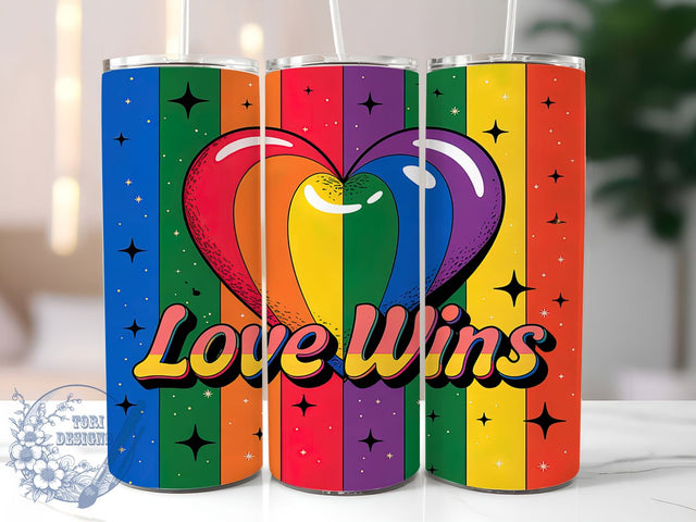 Love Wins Rainbow LGBTQ Pride Tumbler Wrap, Pride 20Oz Tumbler, Rainbow Love Wins Cup, LGBTQ Love Wins Tumbler, Sublimation Pride Wrap, 20Oz Pride Tumbler Wrap, Love Wins Rainbow Drinkware Sublimation ToriDesigns 