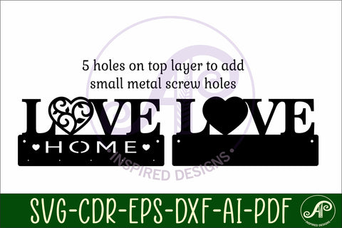 Love word Key holder designs for wood and metal SVG APInspireddesigns 