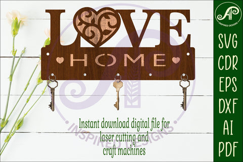 Love word Key holder designs for wood and metal SVG APInspireddesigns 