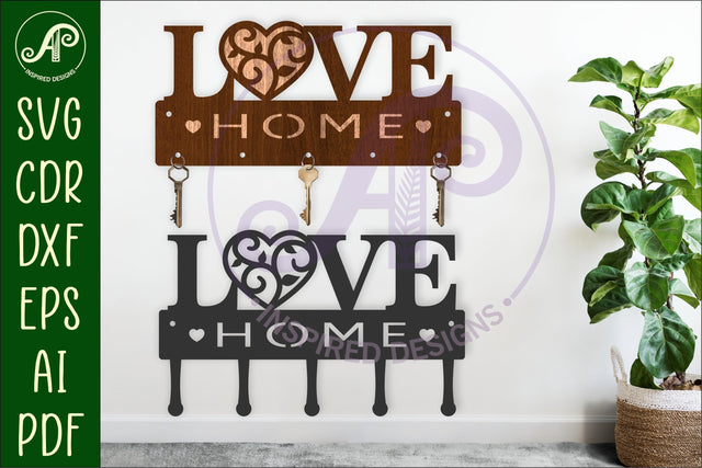 Love word Key holder designs for wood and metal SVG APInspireddesigns 