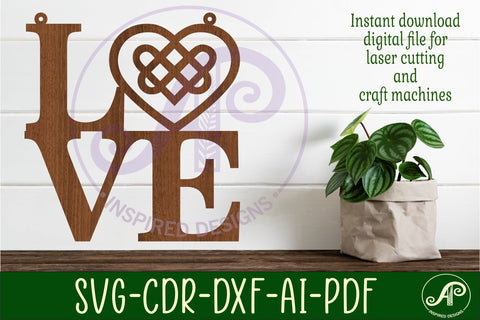 Love word with celtic heart wall art sign, SVG file. vector SVG APInspireddesigns 