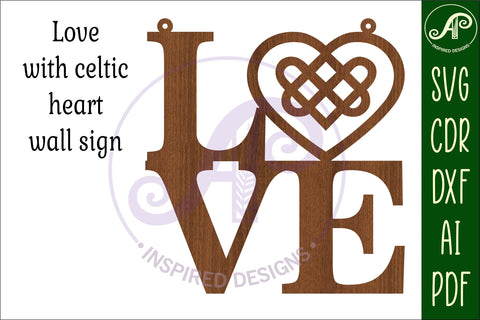 Love word with celtic heart wall art sign, SVG file. vector SVG APInspireddesigns 
